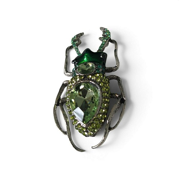Broche Escaravelho Cravejado Verde