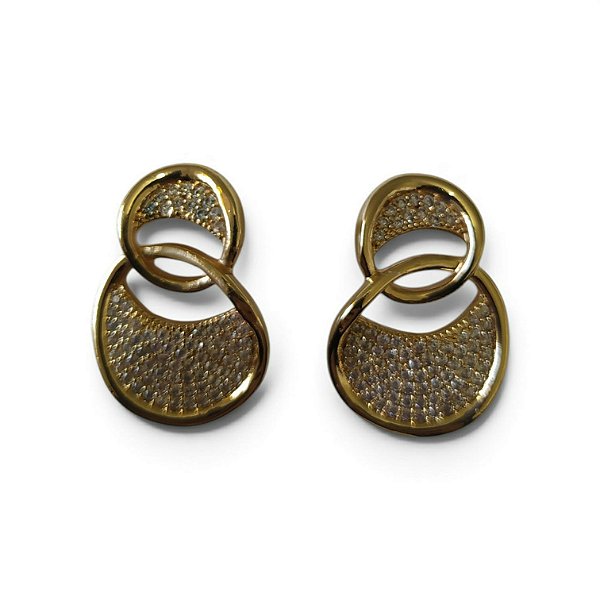 Brinco Dois Circulos com Zircônia