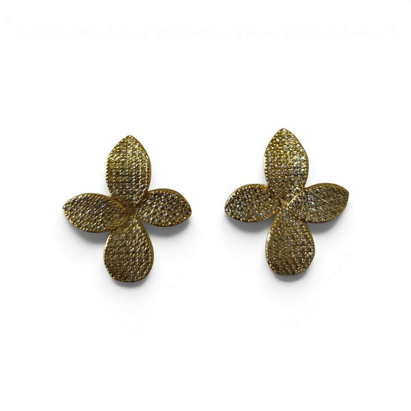 Brinco Flor Cravejada com Zircônia