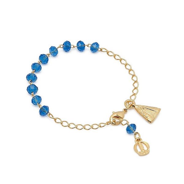 Pulseira Dezena Cristal Vidro 6mm Rond Azul N Sra Aparecida (Vidrinho)