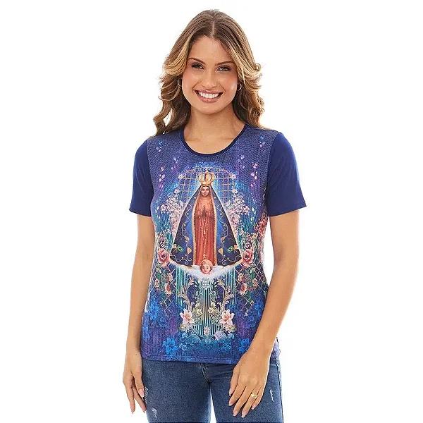 Baby Look Nossa Senhora Aparecida DV12702 / AZUL PROFUNDO