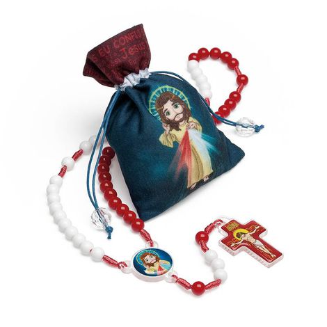 Terço Infantil Jesus Misericordioso c/ Saquinho
