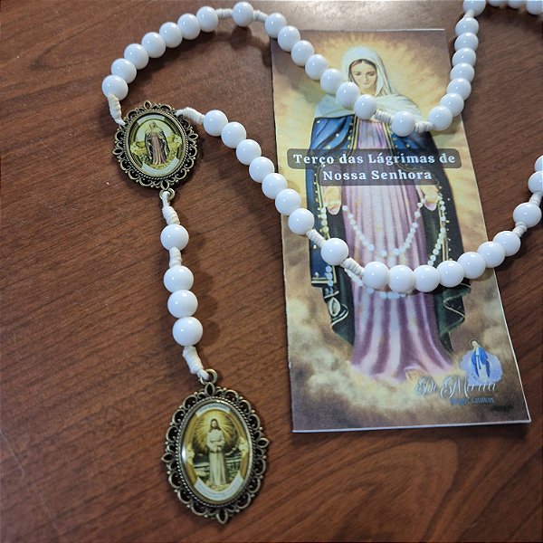 Terço Coroa das Lágrimas de Nossa Senhora - PORCELANA (Duas Medalhas)