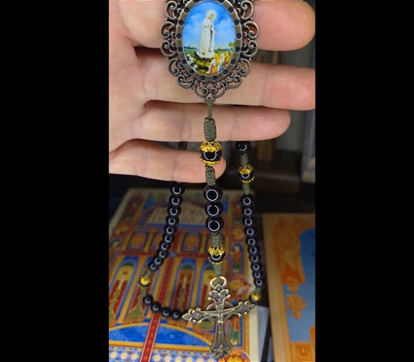 Terço Nossa Senhora de Fátima (Ágata Preta)