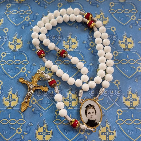Terço Santa Teresinha (Murano Branco)