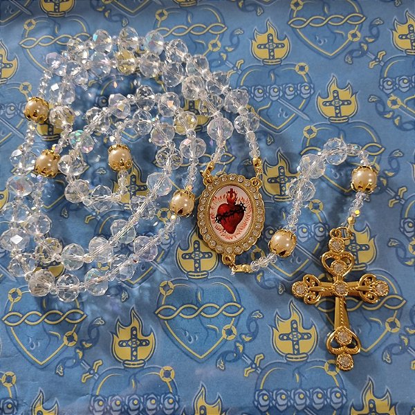 Terço de Noiva Sagrado Coração de Jesus (Cristal)