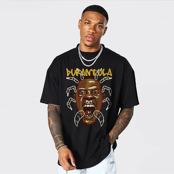 Camiseta Oversized Streetwear Masculino/Feminino Durantula - Preto