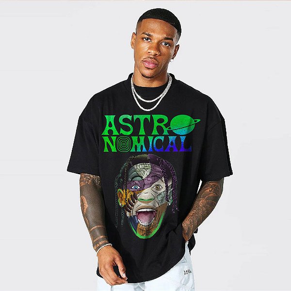 Camiseta Oversized Streetwear Masculina Bootleg Astronomical Travis Scott 3 - Preto