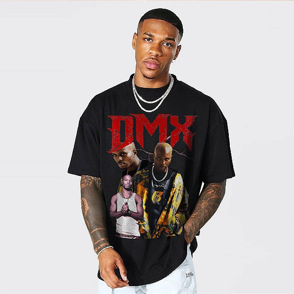 Camiseta Oversized Streetwear Masculina/Feminina Bootleg DMX - Preto