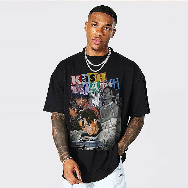 Camiseta Oversized Streetwear Masculina/Feminina Bootleg Cash Playboi Carti - Preto