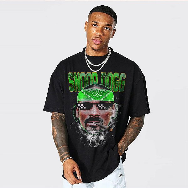Camiseta Oversized Streetwear Masculina/Feminina Snoop Dogg Beck - Preto