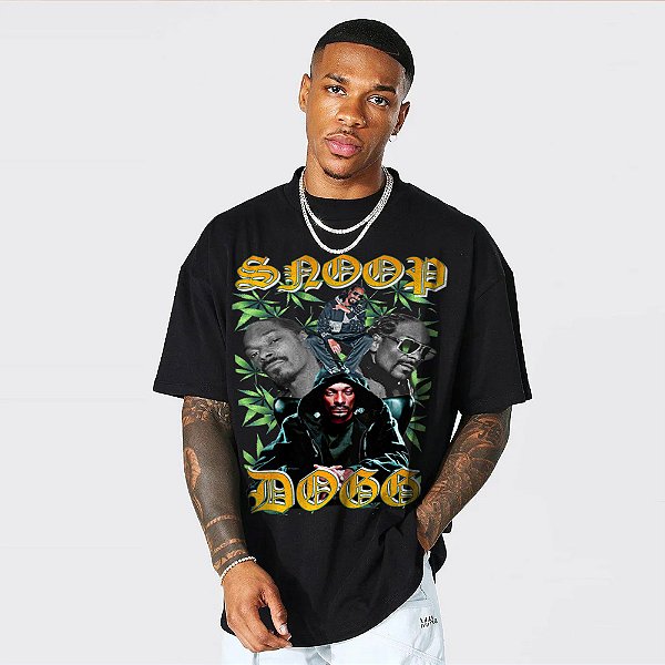 Camiseta Oversized Streetwear Masculina/Feminina Snoop Dogg Dogg - Preto