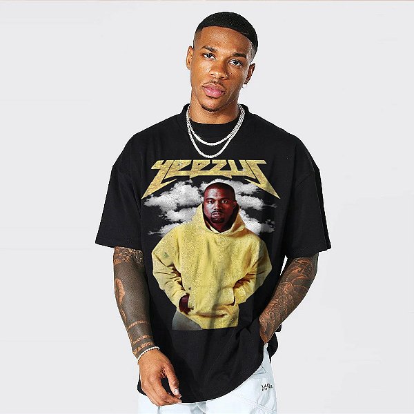 Camiseta Oversized Streetwear Masculina/Feminina Yeezuz Kanye West - Preto