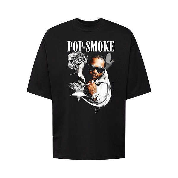 Camiseta Oversized Streetwear Masculina Bootleg - Pop Smoke rose
