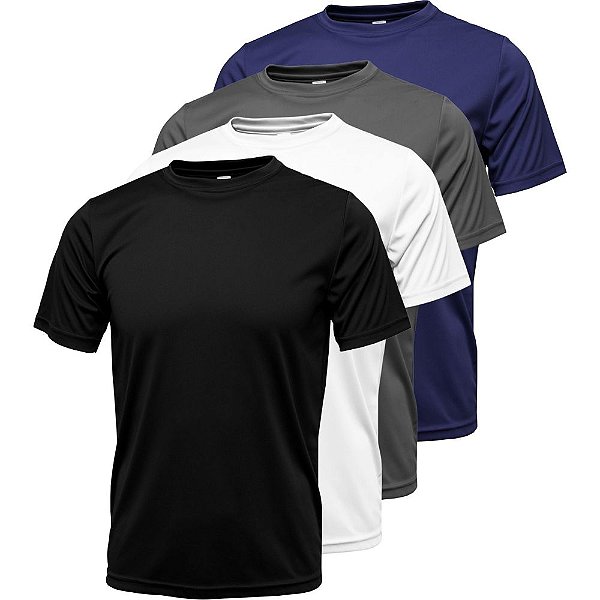 Kit 4 Camisetas Dryfit Esportiva Masculina Poliéster Respirável