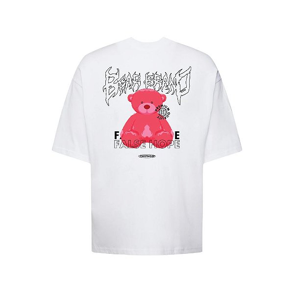 Camiseta Oversized Streetwear Masculina Estampa Costas Bear Brand False Hope