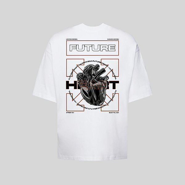 Camiseta Oversized Streetwear Masculina Estampa Costas Future Heart
