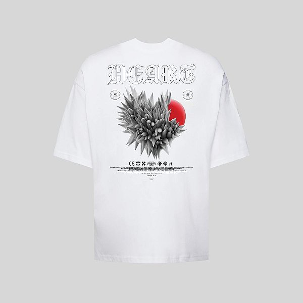 Camiseta Oversized Streetwear Masculina Estampa Costas Heart