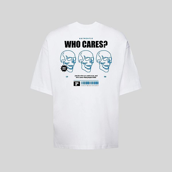 Camiseta Oversized Streetwear Masculina Estampa Costas Who Cares