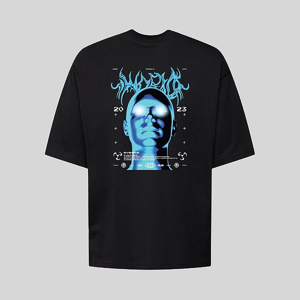 Camiseta Oversized Streetwear Masculina Estampa Costas World Cyborg