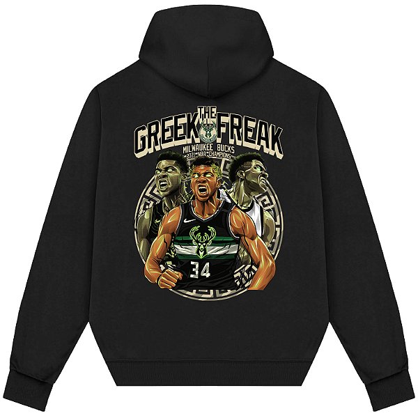 Blusão Moletom Streetwear Basquete Masculino Feminino Giannis The Greek Freak - Preto