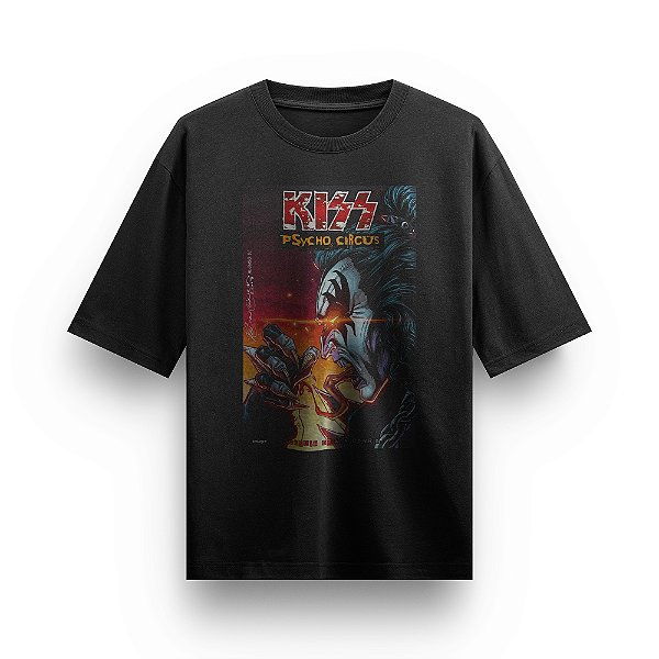 Camiseta Oversized Bandas de Rock Camisa Kiss Psycho Circus Rockwear Unissex