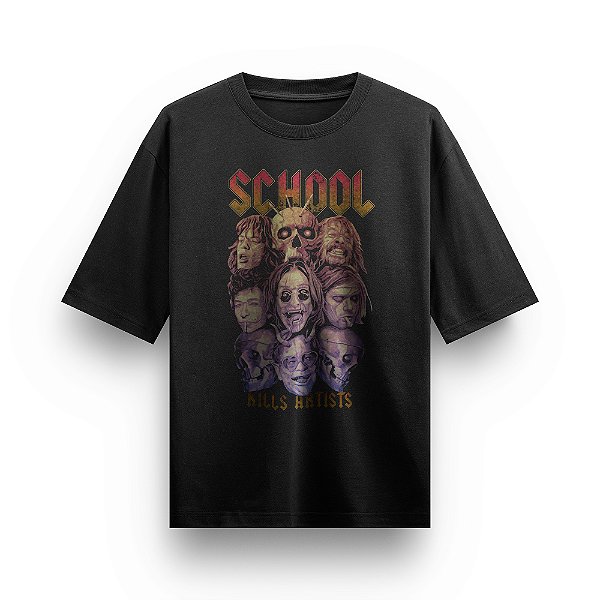 Camiseta Oversized Bandas de Rock Blusa Banda School Kills Artist Camisa Unissex