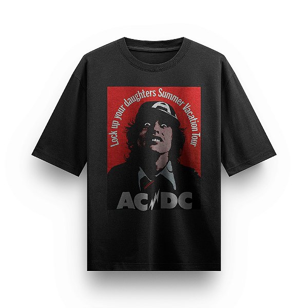 Camiseta Oversized Bandas de Rock Blusa Ac Dc Summer Camisa Unissex