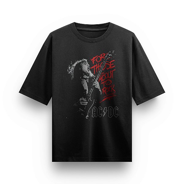 Camiseta Oversized Bandas de Rock Blusa AC DC For Those Camisa Unissex