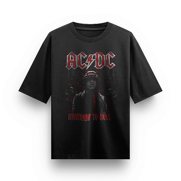 Camiseta Oversized Bandas de Rock Blusa Hichway To Hell Camisa Unissex