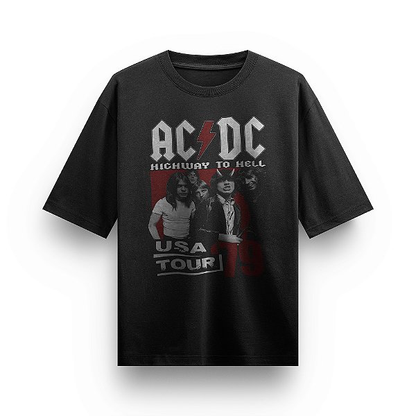 Camiseta Oversized Bandas de Rock Ac Dc Tour Camisa envio imediato