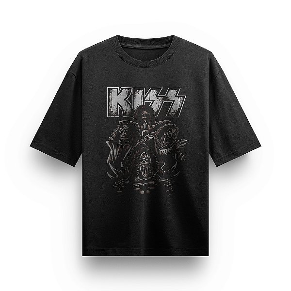 Camiseta Oversized Bandas de Rock Kiss Banda Rock In Roll Clássica