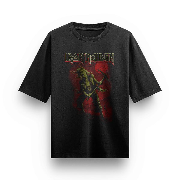 Camiseta Oversized Bandas de Rock Camisa Iron Maiden Blusa Clássica Premium