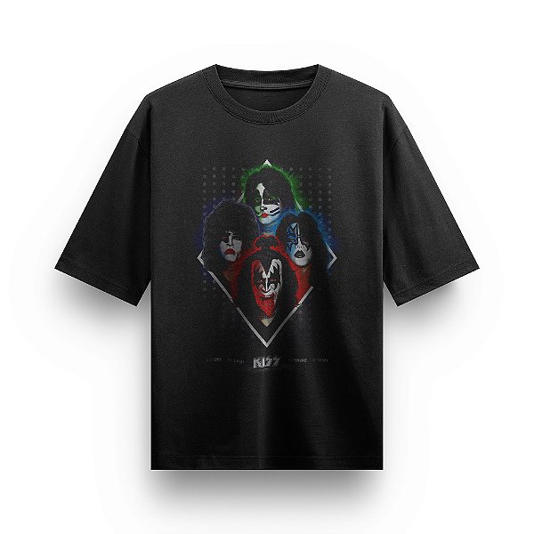 Camiseta Oversized Bandas de Rock Camisa Kiss Blusa Clássica Premium