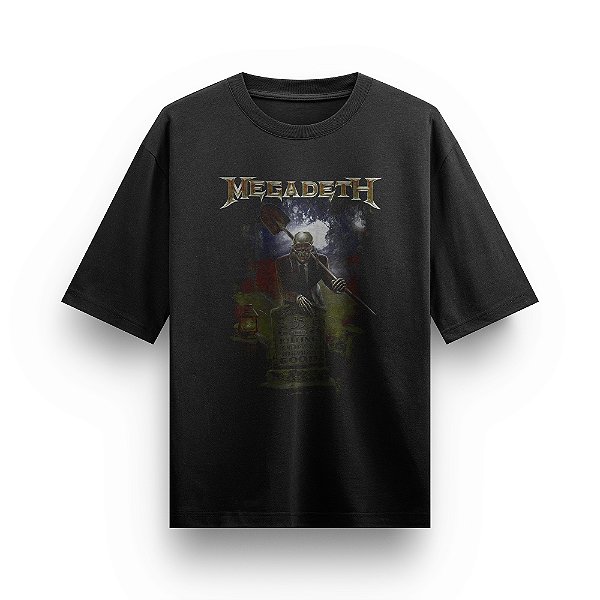 Camiseta Oversized Bandas de Rock Camisa Megadeth Preta Unissex