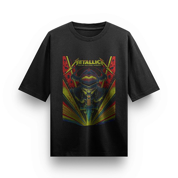 Camiseta Oversized Bandas de Rock Metallica Heavy Metal Rock and Roll