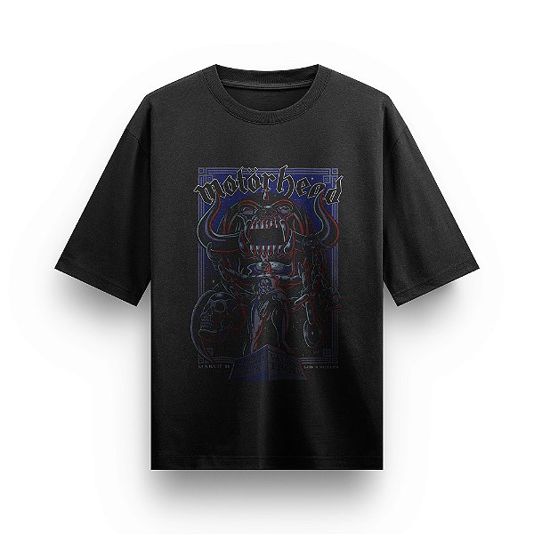 Camiseta Oversized Bandas de Rock Motorhead Camisa Preta Unissex