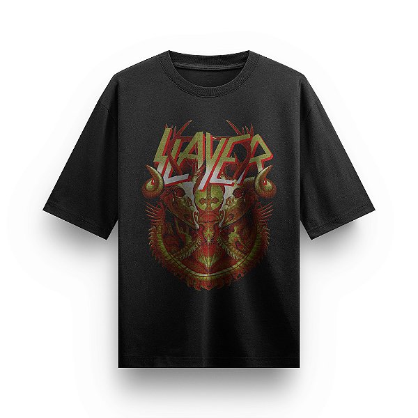 Camiseta Oversized Bandas de Rock Slayer Camisa Rockwear