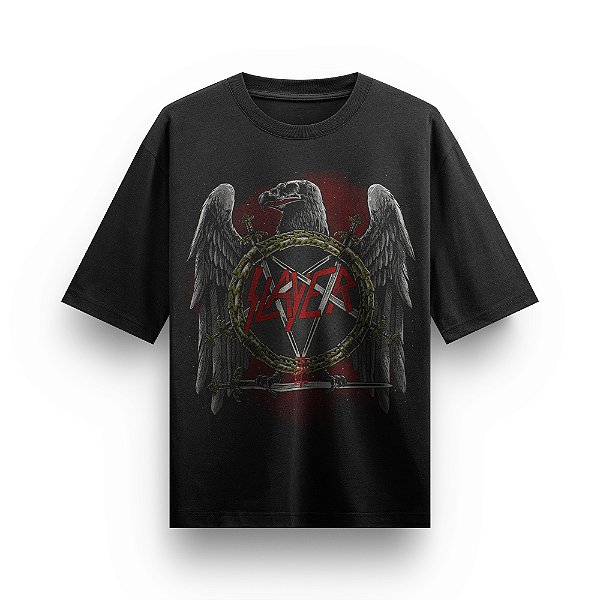 Camiseta Oversized Bandas de Rock Slayer Camisa Rockwear Unissex