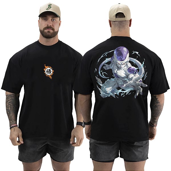 Camiseta Oversized Masculina Larga Para Treino e Academia - Dragon Ball Freeza-01
