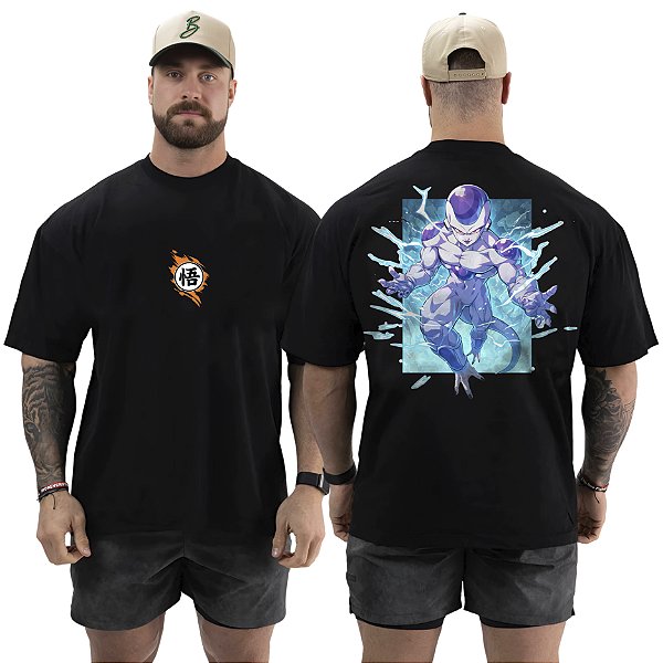 Camiseta Oversized Masculina Larga Para Treino e Academia - Dragon Ball Freeza-02