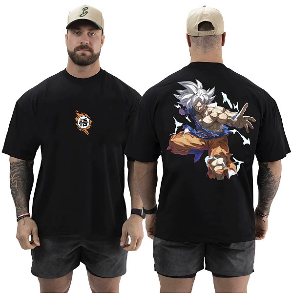 Camiseta Oversized Masculina Larga Para Treino e Academia - Dragon Ball Goku-01