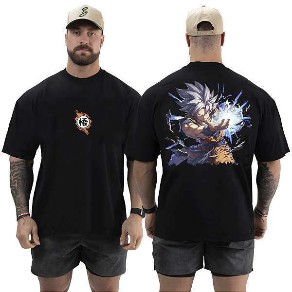 Camiseta Oversized Masculina Larga Para Treino e Academia - Dragon Ball Goku-04