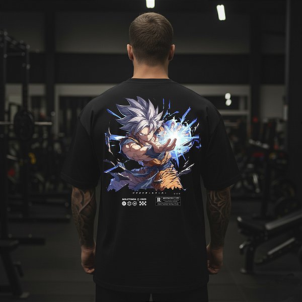 Camiseta Oversized Masculina Larga Para Treino e Academia - Dragon Ball Goku-04
