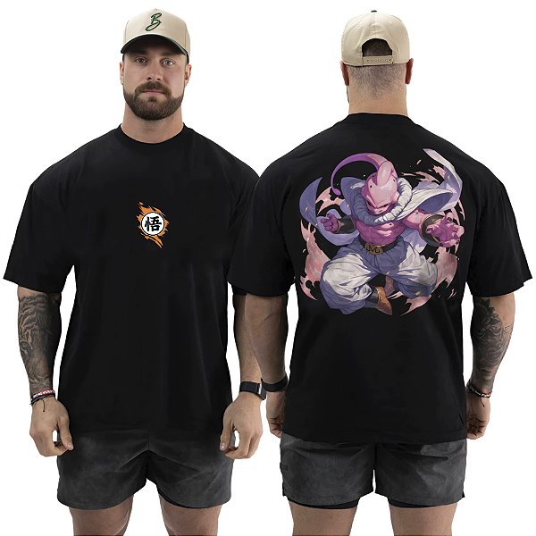 Camiseta Oversized Masculina Larga Para Treino e Academia - Dragon Ball Majin Boo-01