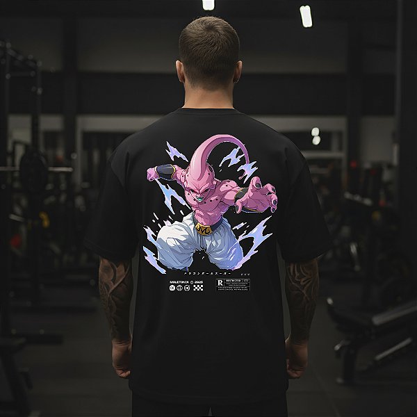 Camiseta Oversized Masculina Larga Para Treino e Academia - Dragon Ball Majin Boo-02