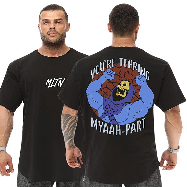 Camiseta Oversized Masculina Larga Para Treino e Academia - He-Man Vilão Esqueleto