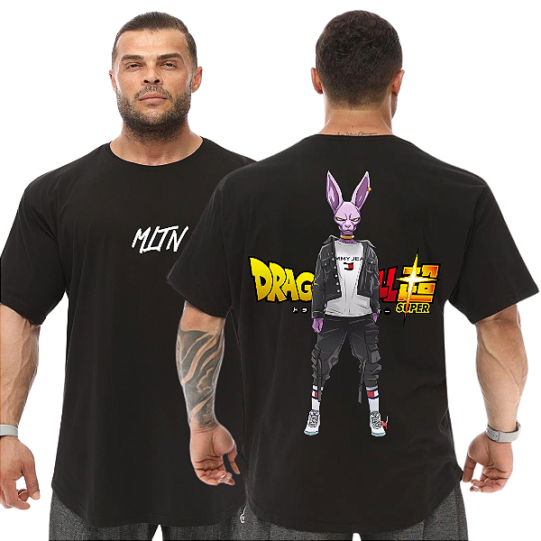 Camiseta Oversized Masculina Larga Para Treino e Academia - Dragon Ball Beerus