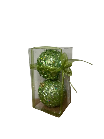 KIT COM 2 BOLAS VERDES NATALINAS 10CM