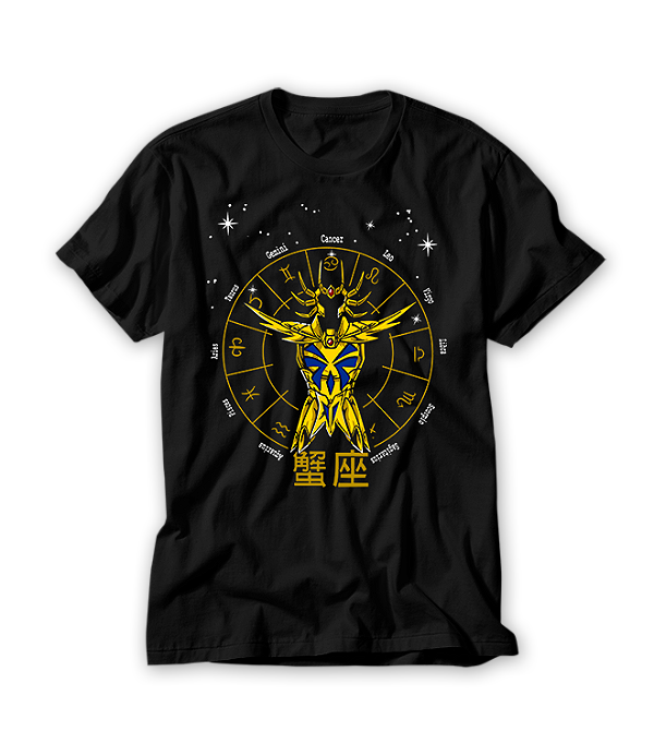 Camiseta Anime Zodíaco Câncer Constelações Ouro Armaduras Cosmos #120